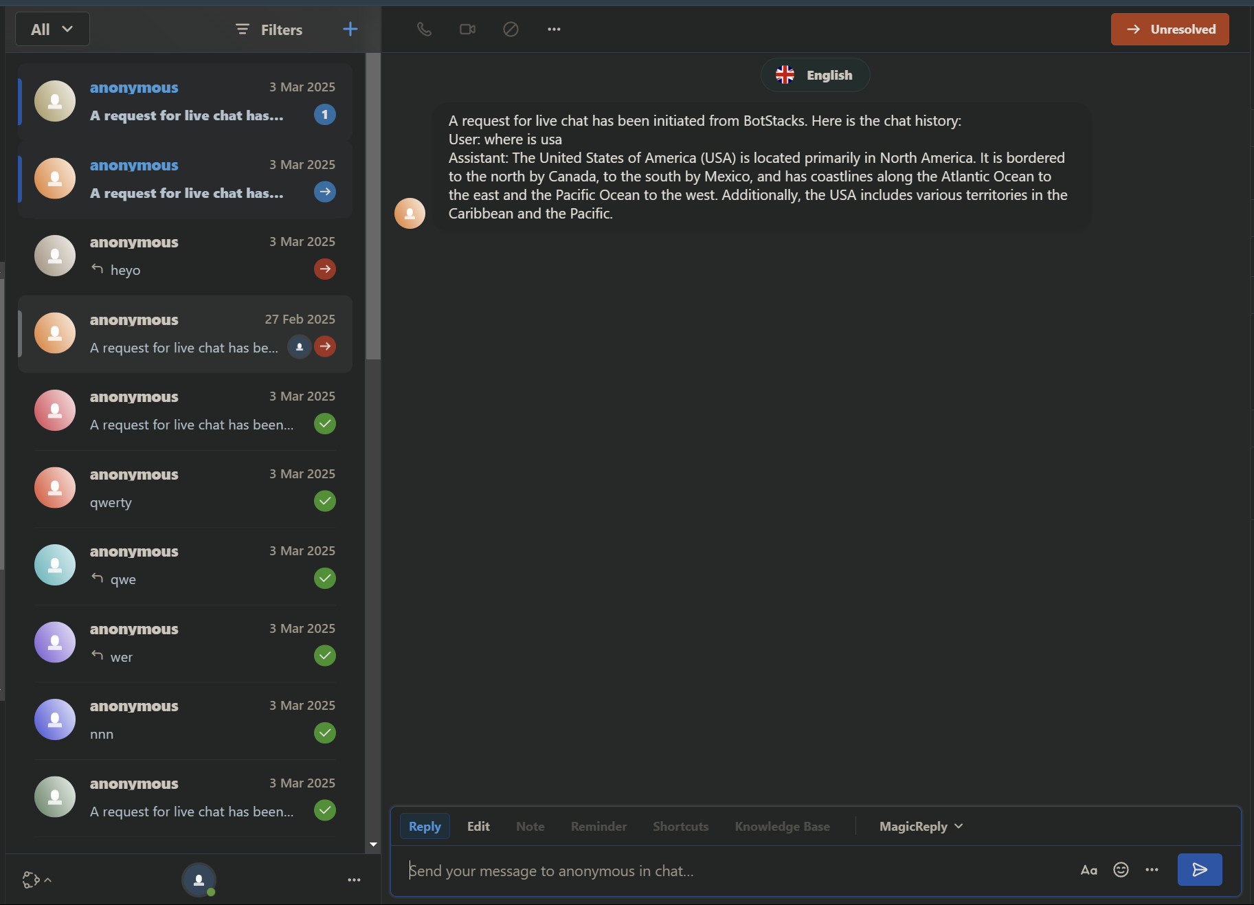 Crisp Conversation History